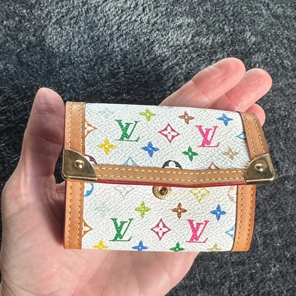 Louis Vuitton White Multicolor Monogram Mini Coin and CC Wallet - Picture 8 of 8